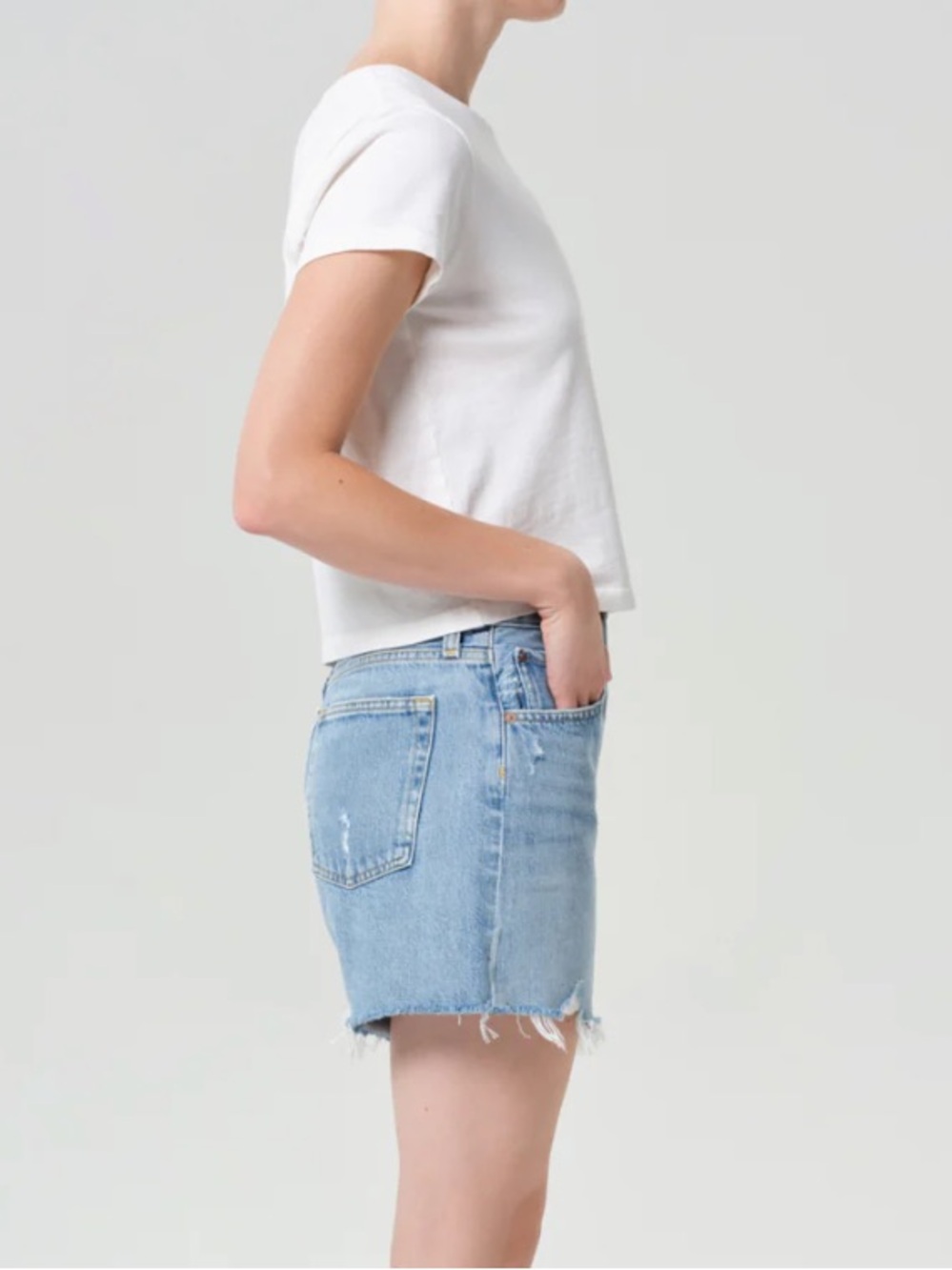 Agolde Parker Long Distressed hem shorts size 25 - Picture 2 of 10